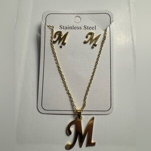 New Letter M stainless steel jewelry set